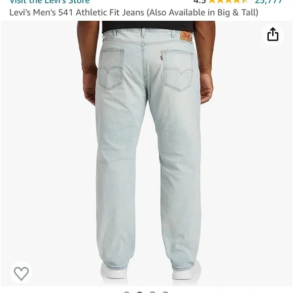 Levi’s Mens 541 Athletic Taper Fit Jeans (Light/Acid Wash Blue Color) Size 33x30 - Picture 2 of 10